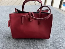 Alan Stuart Red Mini Tote Purse Double Strap Hook Loop Closure 7 x 9-1/2