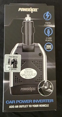 Powerxcel 150 Watts Car Power Inverter - 2 USB ports/ 1 AC outlet NEW SEALED BOX