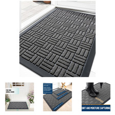 Front Door Mat Outside Entrance 29.5x17 Absorbent Heavy Duty Natural Rubber