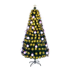 LEADZM  6 FT Pre-lit Fiber Optic Christmas Tree, Artificial Xmas Tree