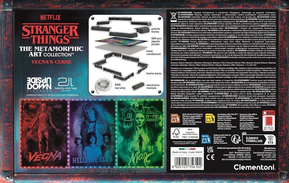 Метаморфическое искусство Clementoni Stranger Things со светодиодной подсветкой: головоломка из 520 предметов, цвет - Изображение 2 из 4