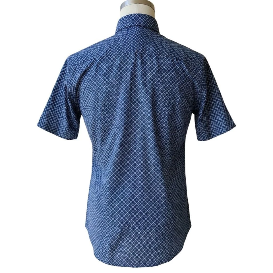 Daniel Cremieux Men's Blue Geometric Short Sleeve Button-Up Shirt Size M NEW - Image 3 of 4
