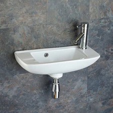 Porto 510mm x 230mm White Ceramic Narrow Rectangular Wall Hung Basin
