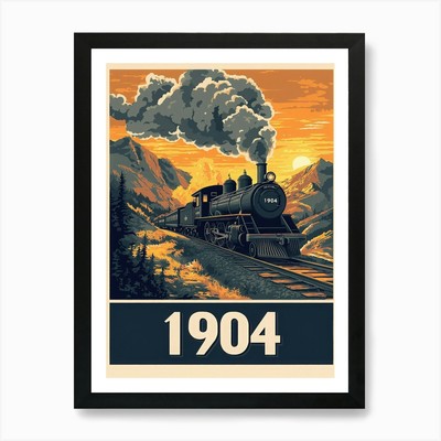 Aihrgdesign A Retro Poster Of A Ste gerahmtes Wandbild Poster Leinwanddruck Bild