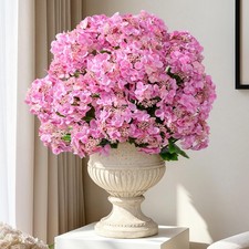 8Pcs Real Touch Hydrangea Pink Artificial 18.9 inches, Light
