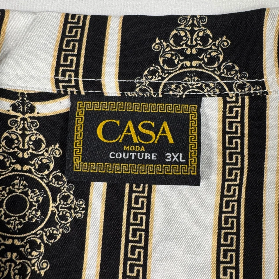CASA Moda Couture Men's 3XL Big & Tall Camp Shirt Short Sleeve Luxury Baroque - Image 2 of 4