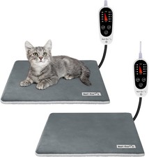 Heating Pad Heated Cat Bed with Removable Cover 5-Level Timer Temperature Grey