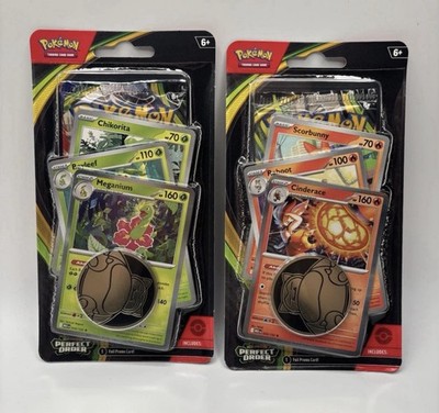 Lot Of 2 Pokemon Perfect Order Checklane Blister Promo Pack Meganium + Cinderace