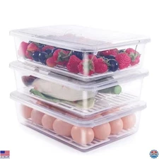 77L Food Storage Container, (3-Pack) Plastic Food Containers with Removable