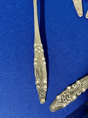 Latin American Folk Art Tea Spoons Set/7 Bolivian Handmade Nickel Silver - Picture 2 of 9