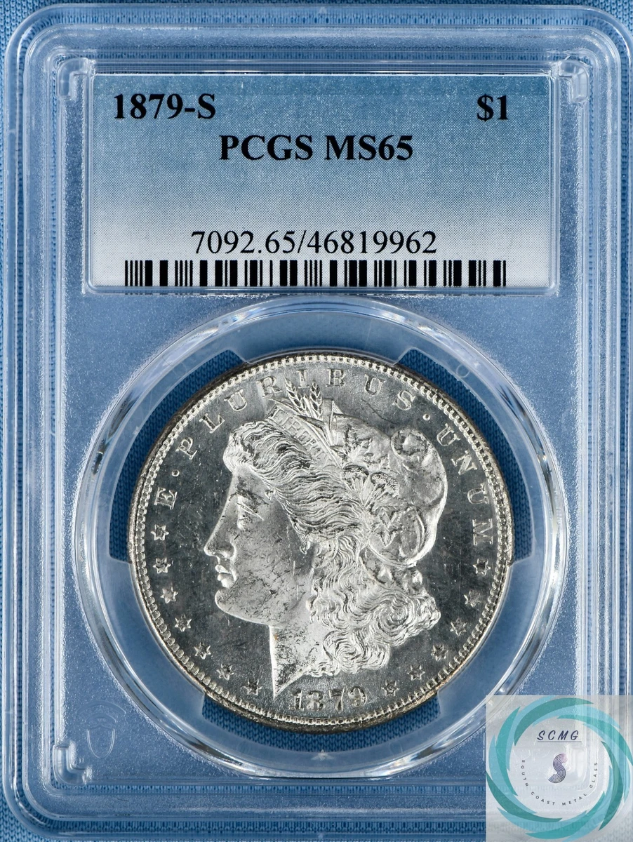 PCGS Certified MS 65 Graded 1879 Year Morgan US Dollars (1878-1921