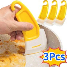 3Pcs Cleaning Spatula Kitchen Scraper Soft Blade Scraper Brush Dirty Pan Pot Dis