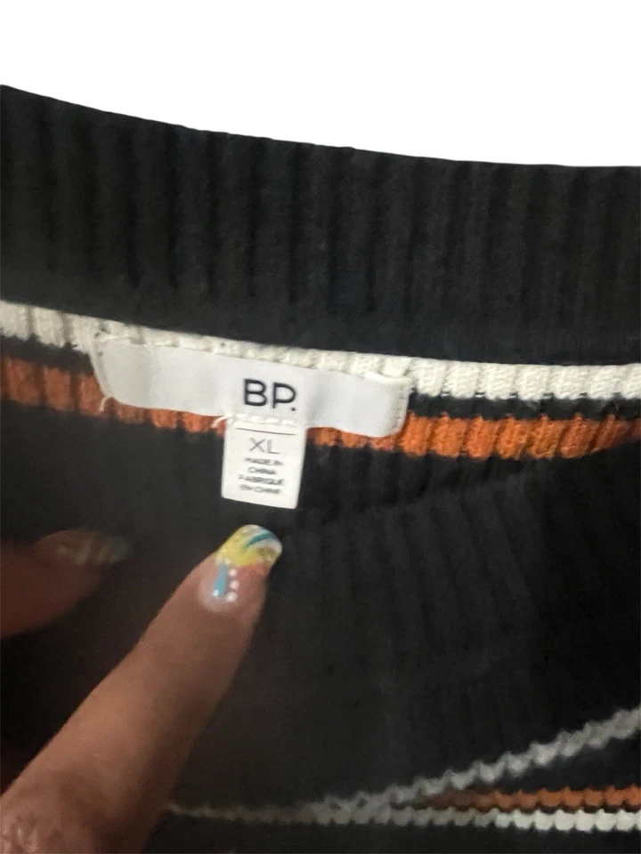 Suéter acanalado con rayas audaces manga larga talla XL BP para mujer Foto 3 de 4