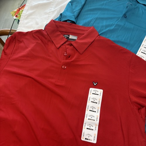 New Callaway OptiDri Polo Shirts Red. & A teal Golf Polyester Blend Size Large - Bild 2 von 16