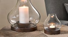 Image of Nkuku Naryla Mange Wood Lantern - Dark Stain and Clear - Small
