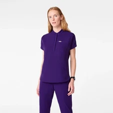 Figs Women’s Purple Pulse Montex - Mock Neck Scrub Top -XL NWT