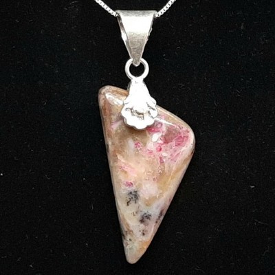 LARGE 7.24ctw Raspberry Rhodonite Silver Pendant 4.6g