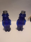 Vintage Cobalt Blue Glass Mr. Peanut Salt and Pepper Shakers 5.5" Tall — photo 1
