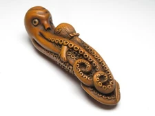 Japan Antique Netsuke Octopus child inro ojime sagemono rare Meiji era Original