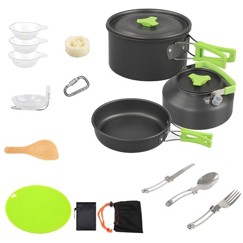 16PCS Portable Cookware Set Fork Spoon Pot and Pan Cooking Outdoor Camping Kit - Picture 12 of 12