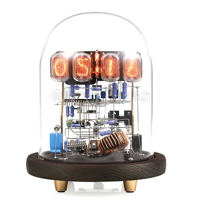 DOUK AUDIO Vintage IN-12 Nixie Tube Clock Kit DIY / Assembled with Tubes w/Round Glass Case
