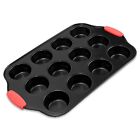 Nutrichef 12 Cup Muffin Pan - Deluxe Nonstick Gray Coating Inside & Outside