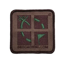 Camo Patch Geocaching Embroidery Logo Brown Green Iron-on FTF Trade