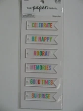The Paper Studio Acrylic Banner Word Sticker 6 Pieces NIP 