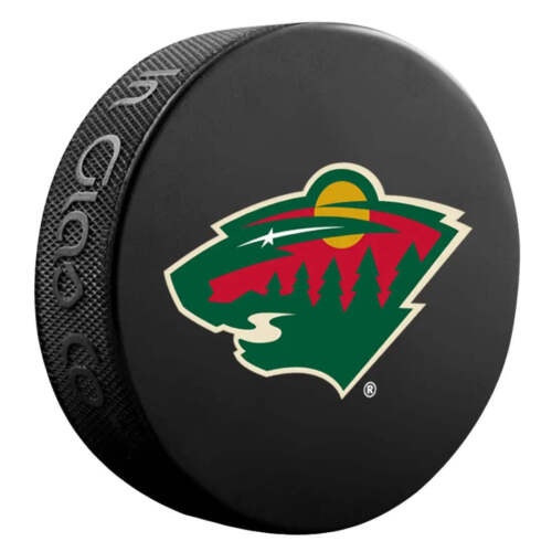 Disco de juego de hockey recuerdo oficial de la NHL Eslovaquia Minnesota Wild Basic - Imagen 1 de 2