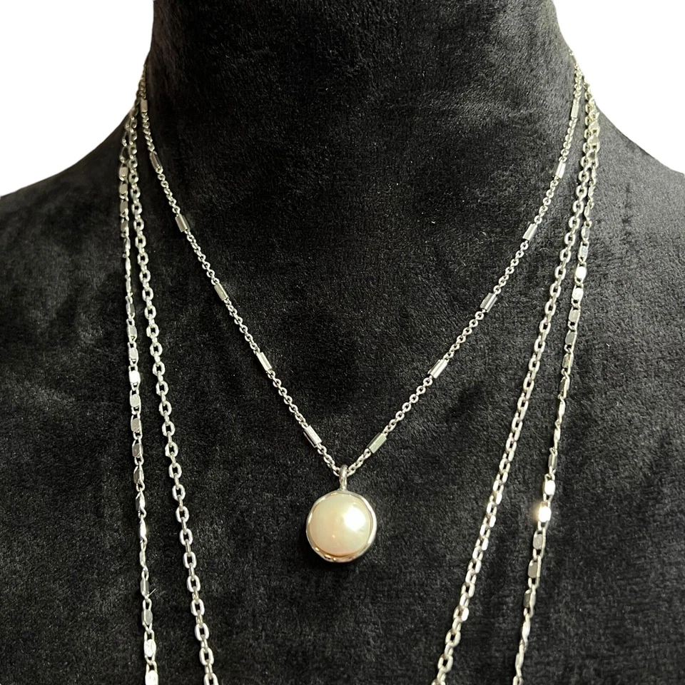 VERONESE 分层项链银色巴洛克珍珠吊坠流苏链女式 — 第 2/4 张图片