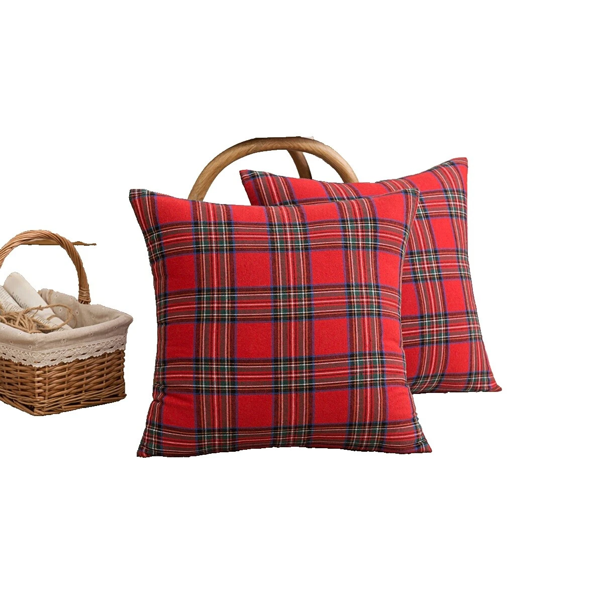 Fundas de almohada a Cuadros Mezcla de algodón