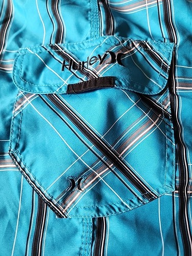 Hurley Herren blau mit schwarz kariertem Board Surf Badeshorts Gr. 34 EUC Tasche! - Bild 4 von 19