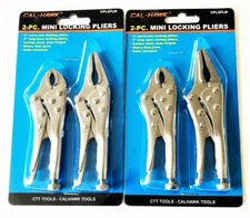 4pc CALHAWK MINI VISE LOCKING GRIP PLIERS SET TOOLS CURVED JAW LONG NOSE CPL2PLM