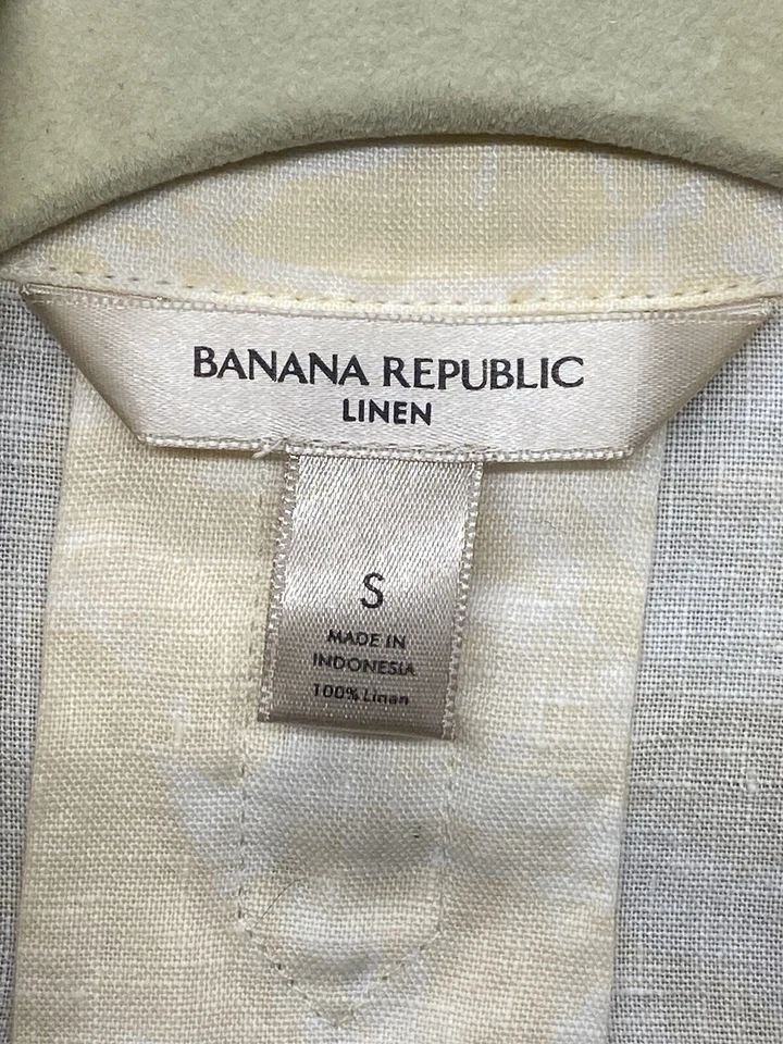 Blusa corta de lino para mujer Banana Republic pequeña amarilla clara oficina informal Foto 2 de 4