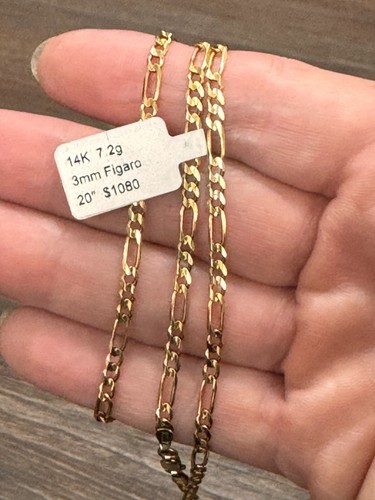 Catena Figaro in oro giallo 14 kt 3 mm lunga 20" 7,2 grammi certificata - Foto 4 di 4