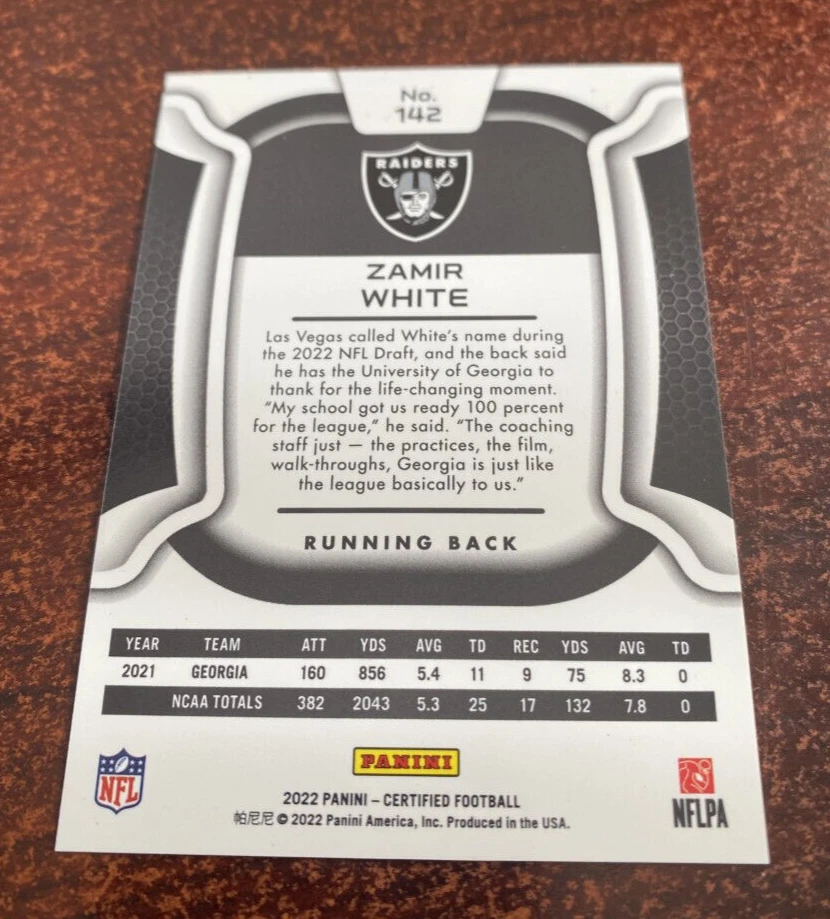 2022 Certified ZAMIR WHITE ORANGE #'d /149 #142 SP Oakland Las Vegas RAIDERS🔥📈 - Image 2 of 2