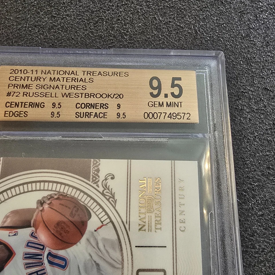 2010 Playoff National Treasures Prime Signatures Russell Westbrook  Auto BGS 9.5 - Image 3 of 4