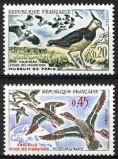 France 1960, Birds (II): Bird Migration Research set MNH, Mi 1332-33