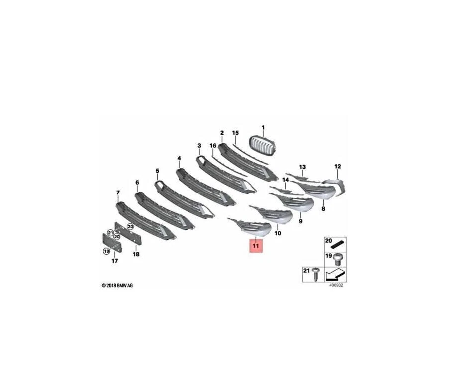 Genuine BMW F45 F46 216d 216i 218d 218dX 218i Grid Lateral Left  