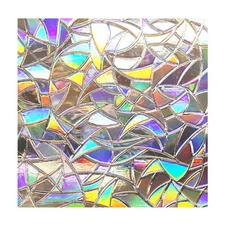 Window Privacy Film,Stained Glass 3D Decals Sun Blocking Static Cling 11.8x78.7"