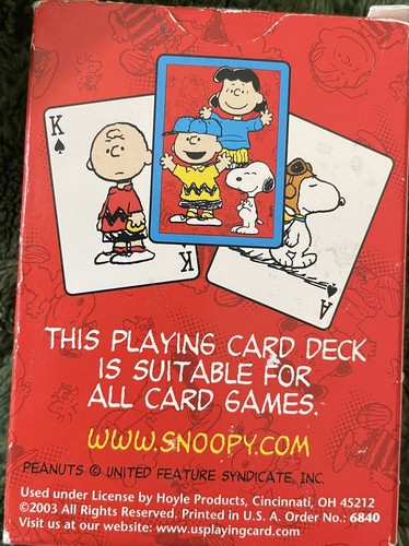 2003 Peanuts Playing Cards Hoyle SEALED Deck Snoopy Lucy Charlie Brown USA - Picture 2 of 2