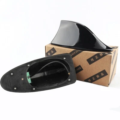 GEARMONSTER Gloss Black Car Shark Fin Aerial Antenna Mast Roof AM/FM Radio Signal UK Stock