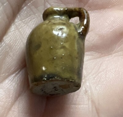 1880s TINY MINIATURE TOY POTTERY JUG ONLY 1 TALL ONE OF THE TINIEST I'VE SEEN