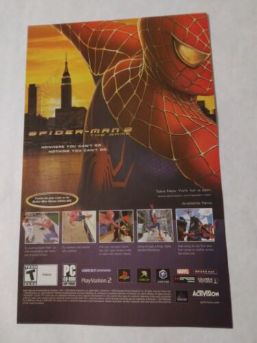 2004 Annonce imprimée pour jeu vidéo - SPIDERMAN 2 THE GAME - GBA PC PS1 PS2 XBOX GAMECUBE - Photo 1 sur 1
