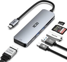 USB-C hub 4K 60Hz HDMI, ICZI 6-in-1 USB C to HDMI USB C Adaptor with HDMI, 2 USB