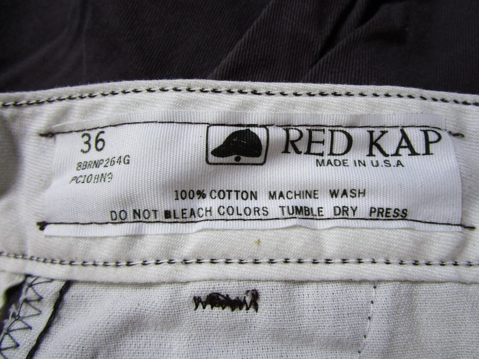 Pantalones de hombre Red Kap marrón 36 (32x28) chinos lavado oscuro tiro alto pantalones informales Foto 4 de 4