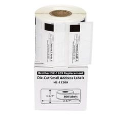 Non-OEM Fits BROTHER DK-1209 Labels (1-1/7" x 2-3/7") - (2) Rolls of 800