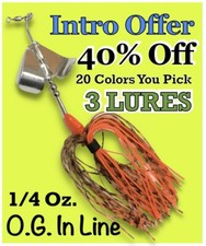 3 Pk.  U CHOOSE COLORS! 1/4 Oz. IN LINE BUZZ BAITS!  Killer Baits!