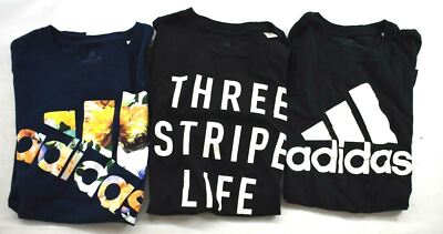 Adidas Girls Lot of 3 Go To Tee Shirt Crew Neck Short Sleeve Graphic Front Sz S