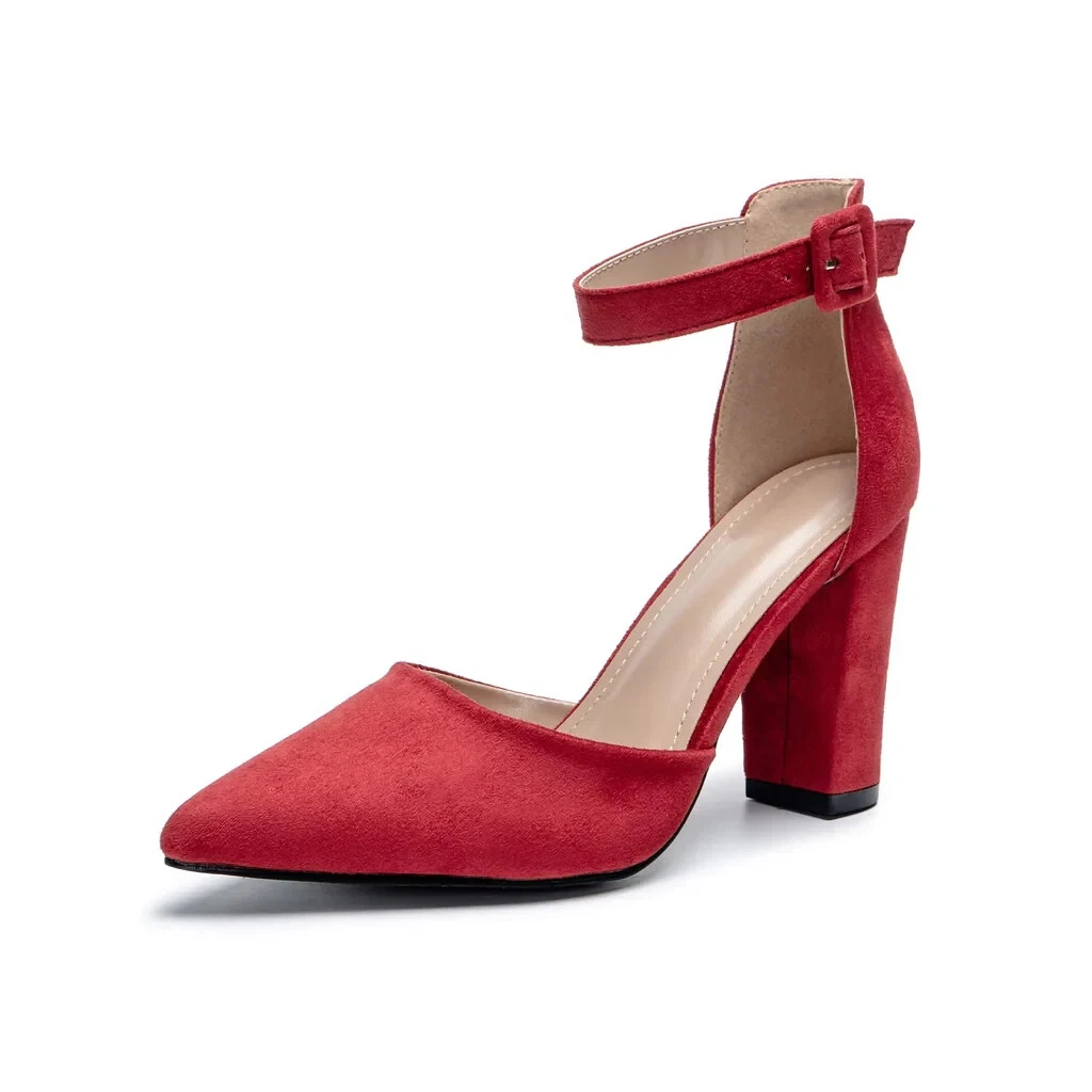 Velvet hotsell chunky heels